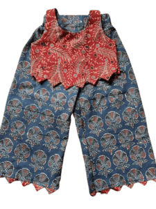 Handblock Printed Sleeveless Top & Palazzo Set for Girls