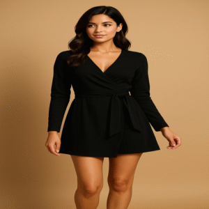 Elegant Black Wrap Mini Dress
